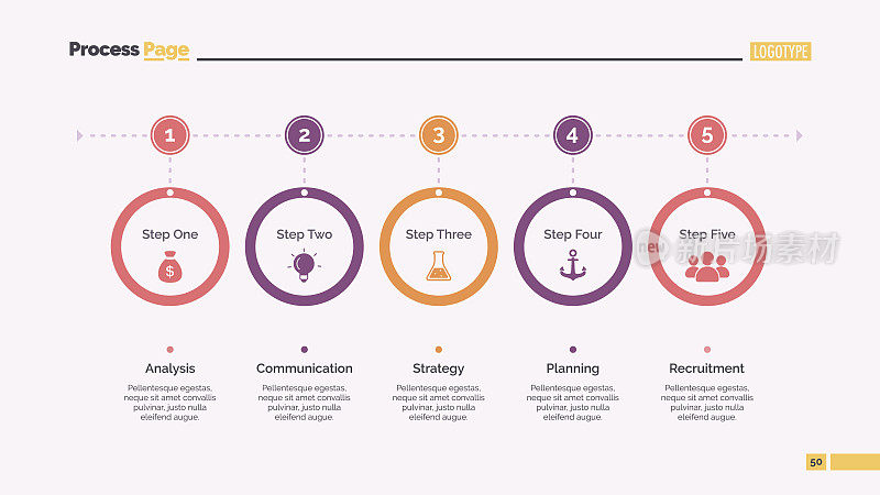 五步流程图幻灯片模板
