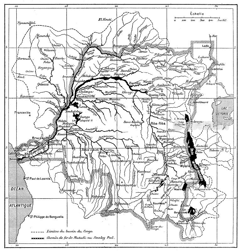 仿古图片:刚果铁路地图