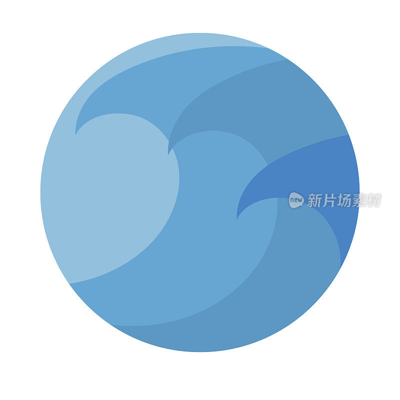 孤立的圆形标志。蓝色标识。流水的形象。大海，海洋，河面。