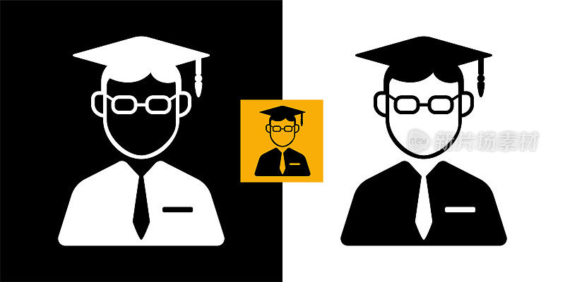 戴毕业帽的学生图标。