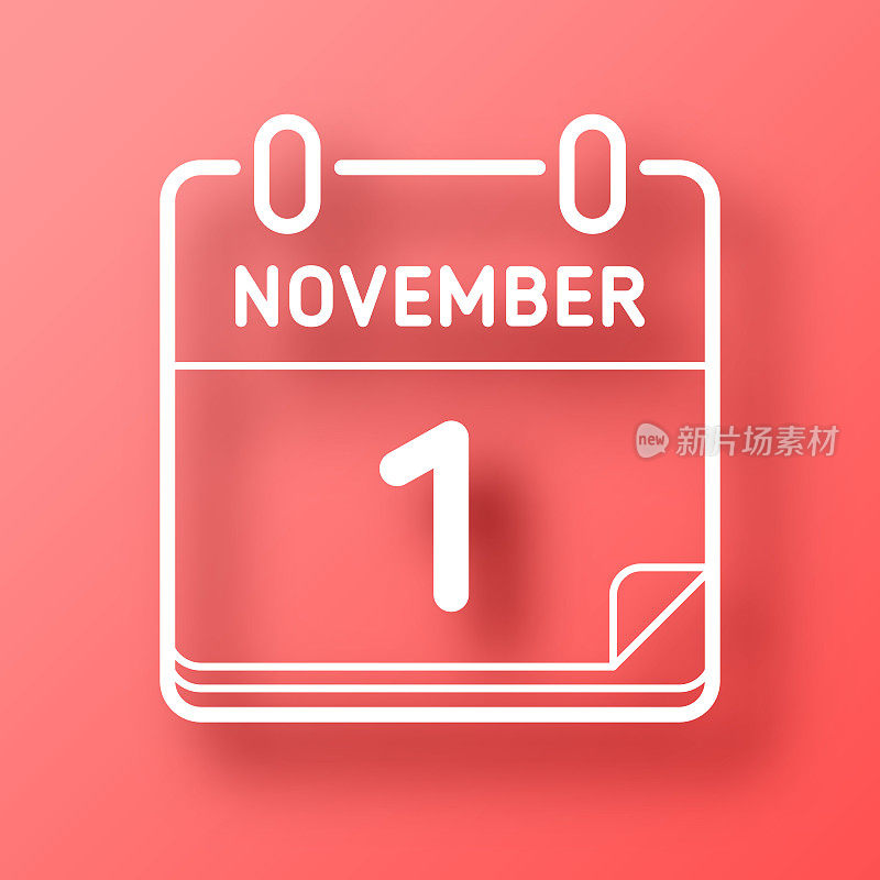 11月1日。图标在红色背景与阴影