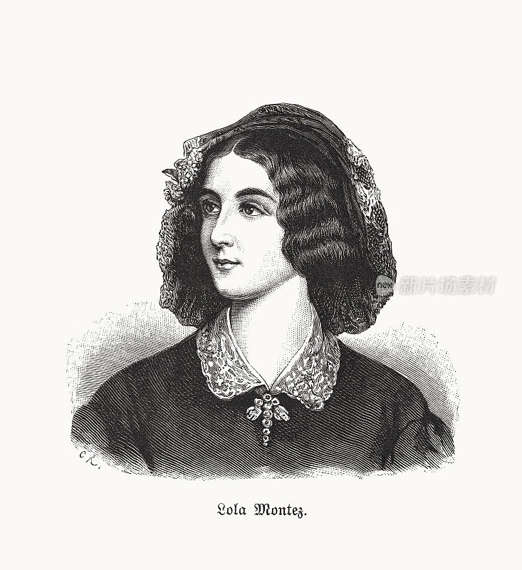 洛拉・蒙特兹(1821-1861)，爱尔兰舞蹈家和女演员，木刻作品，1893年出版