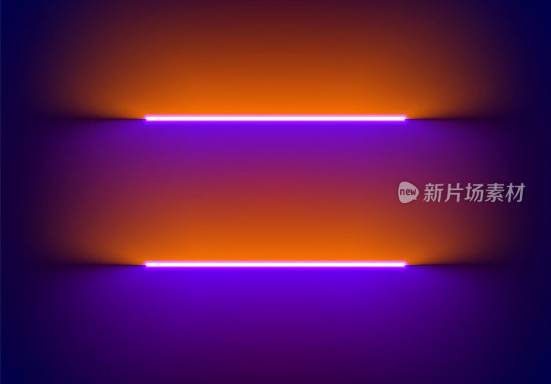 万圣节风格的霓虹灯照明背景。抽象的80年代或合成波背景与橙色和紫色的灯在墙纸上