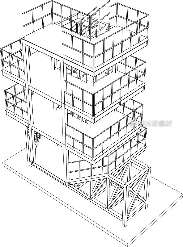 工业建筑三维插画