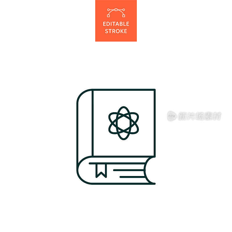 具有可编辑笔画的科学图书行图标。Icon适用于网页设计、移动应用、UI、UX和GUI设计。