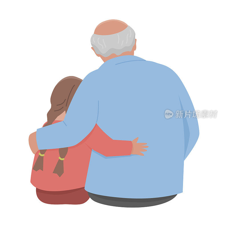爷爷抱着孙女。
