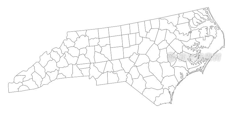高度详细的北卡罗莱纳州盲图。