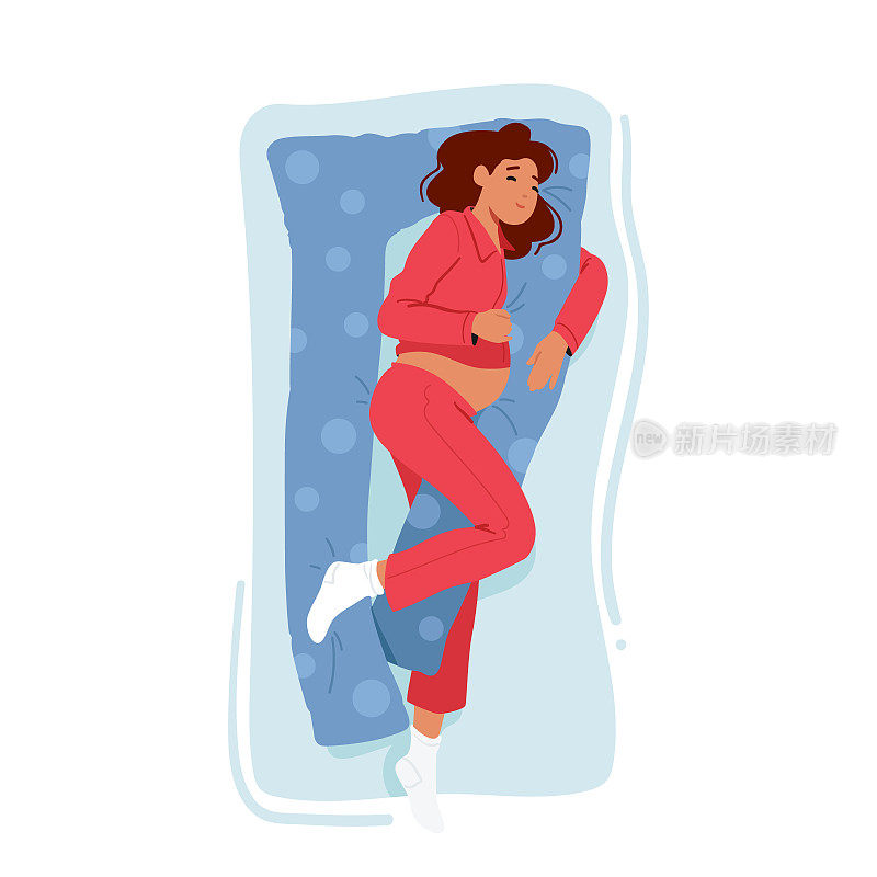 准妈妈用特殊的怀孕枕头睡觉，促进妈妈和宝宝的高质量休息