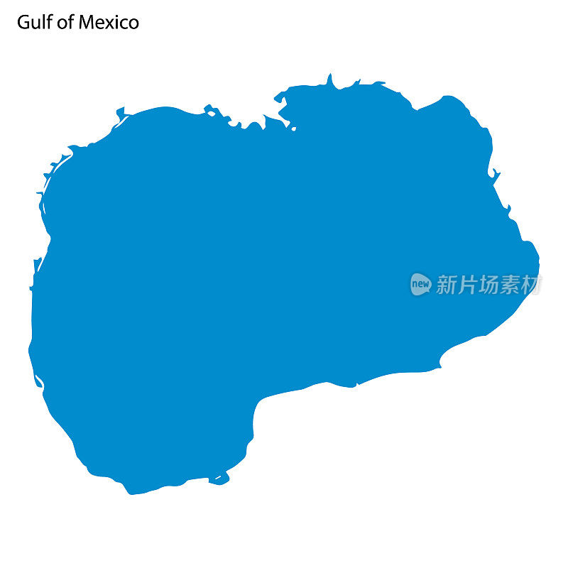 墨西哥湾蓝色轮廓图，孤立矢量轮廓