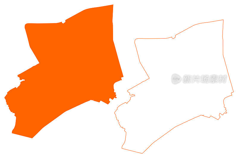 Heeze-Leende市(荷兰王国，荷兰，北布拉班特或北布拉班特省)地图矢量插图，涂鸦草图Heeze-Leende地图