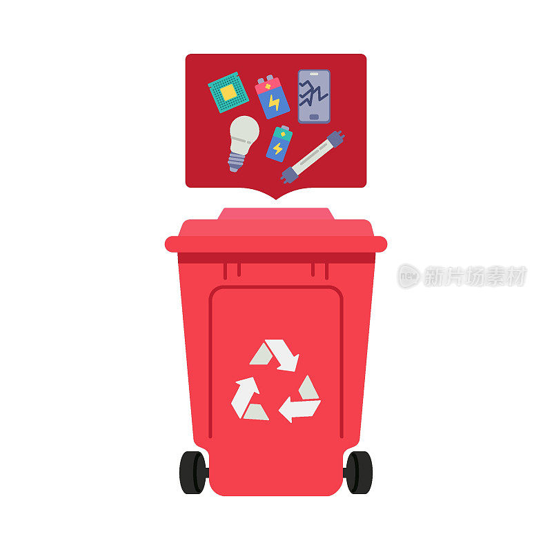电子废物回收站矢量插图