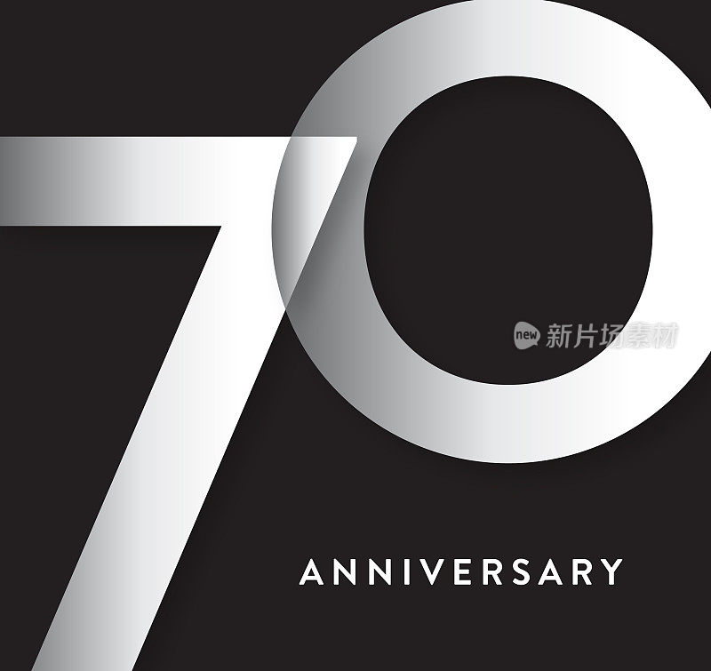 70周年纪念广场标签几何字体设计在银