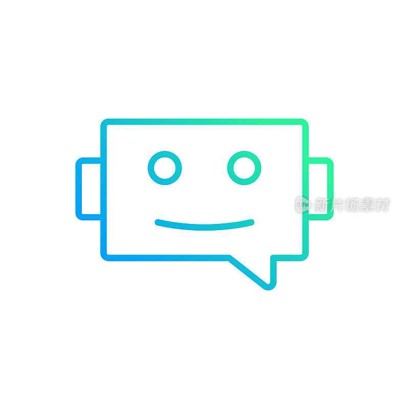 AI聊天机器人梯度线图标。Icon适用于网页设计、移动应用、UI、UX和GUI设计。