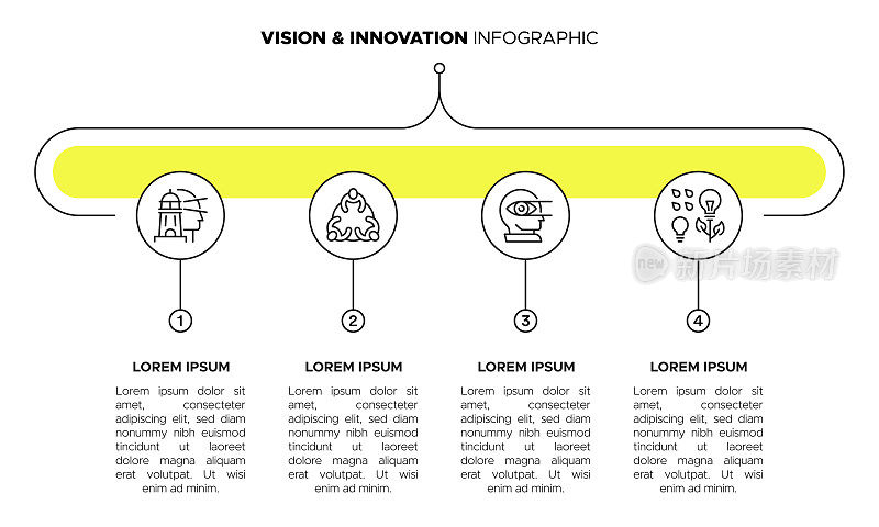 愿景和创新信息图表模板-未来，战略，进步，创意