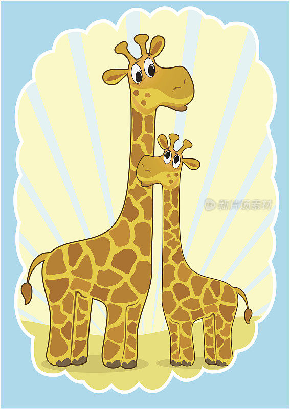 Mother-giraffe和小长颈鹿。