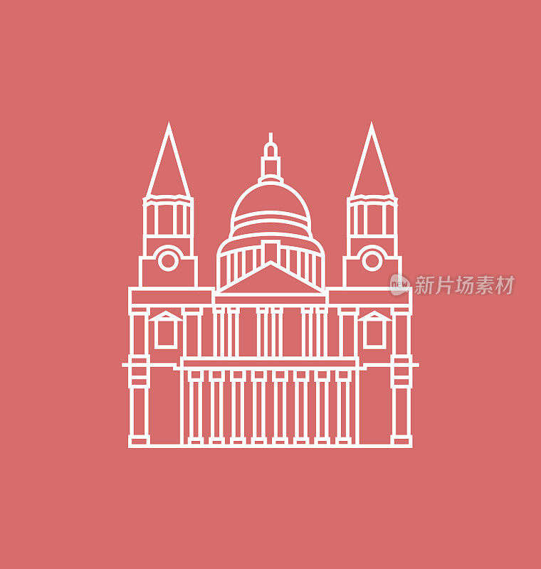 圣保罗大教堂彩色线条插图