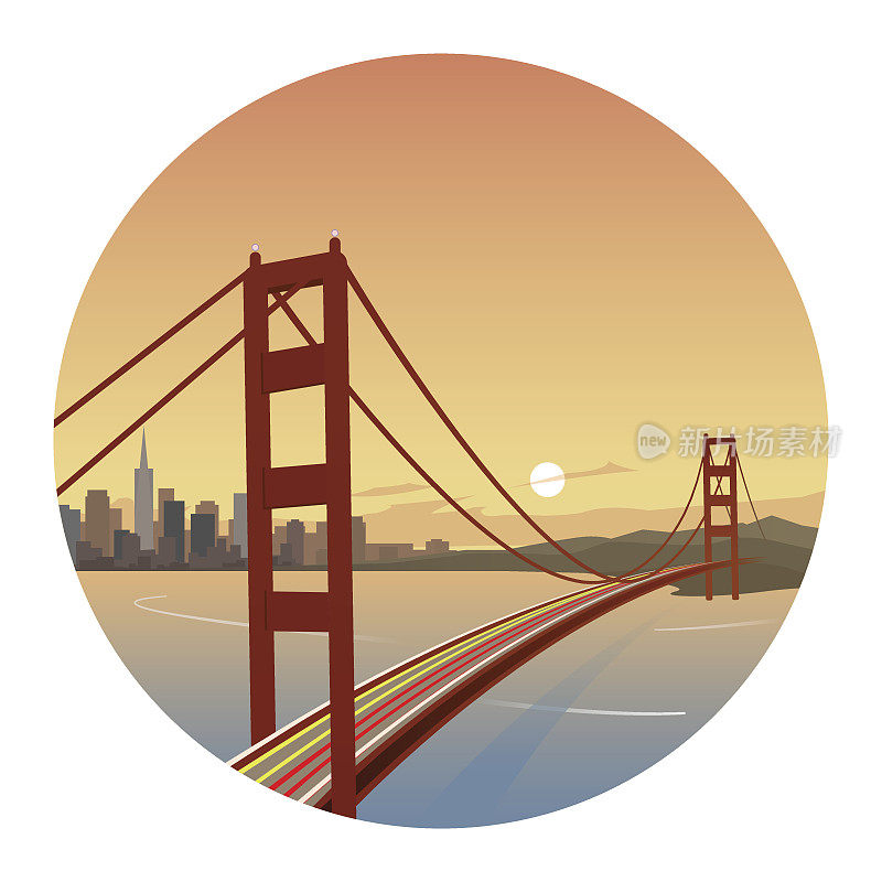 旧金山场景圆形图标