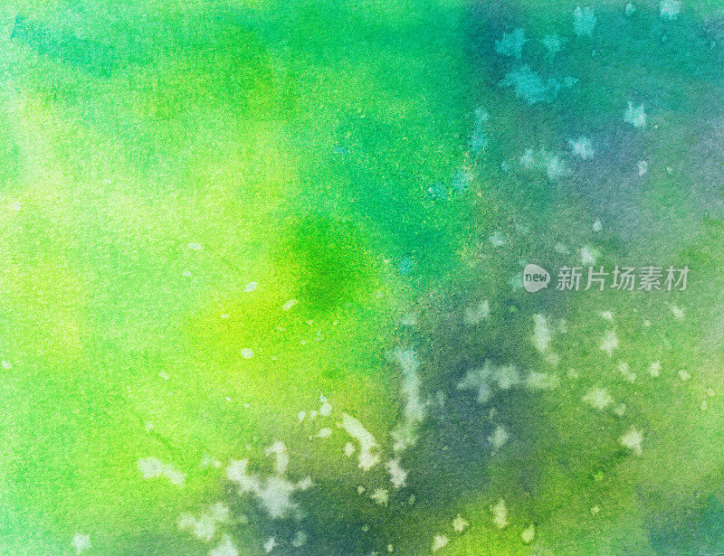手绘充满活力的绿色和蓝色纹理背景