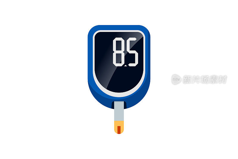 血糖仪测量血糖测试控制装置。用于糖尿病患者的电子血糖监测仪。医疗向量illusrtation