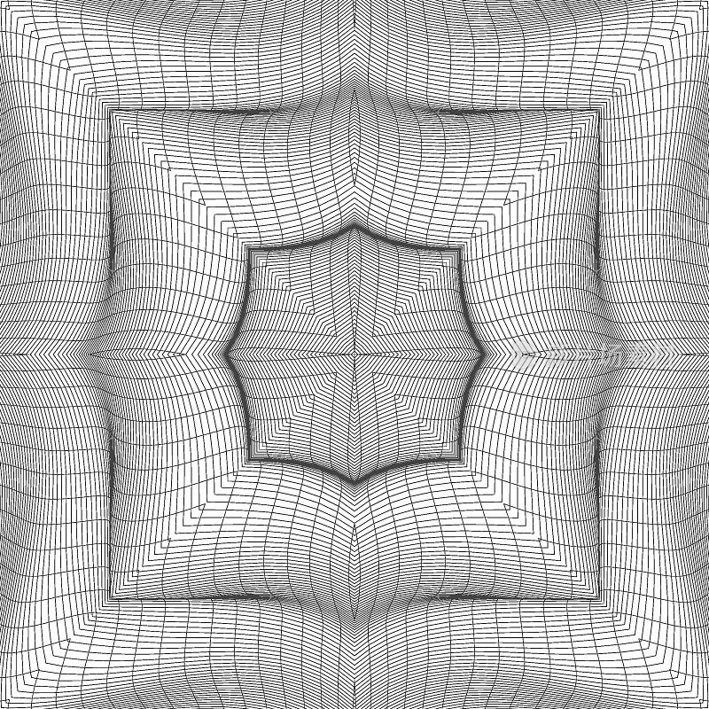 无缝抽象几何图案。许多线条的体积形式。万花筒的3D图像。