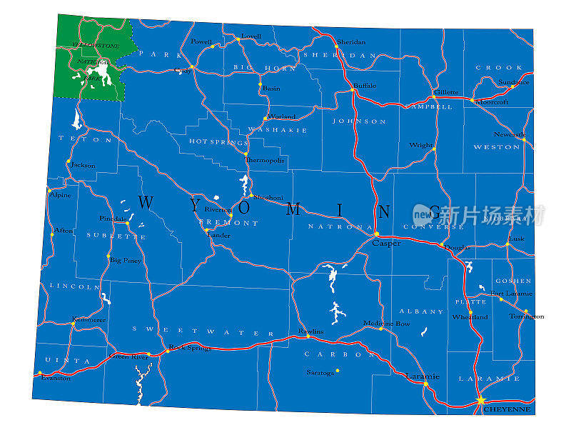 怀俄明州政治地图