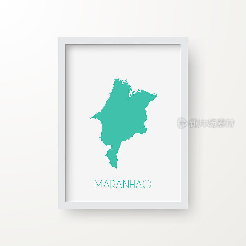 马拉尼昂地图在一个框架上的白色背景