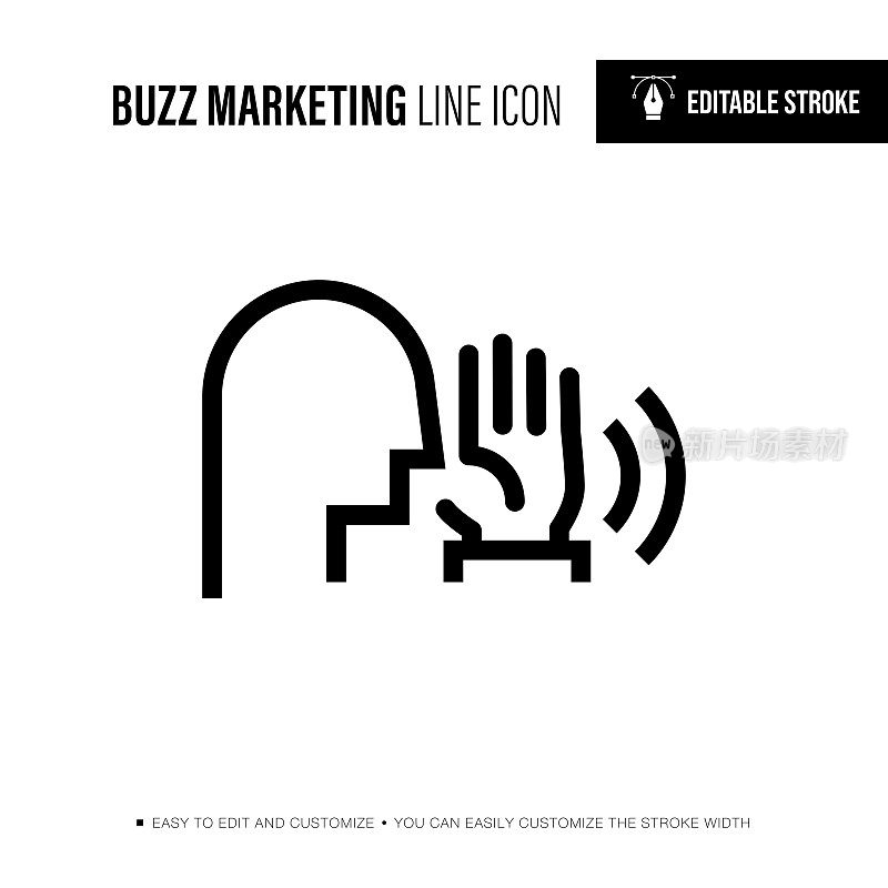 Buzz营销可编辑的笔画线图标