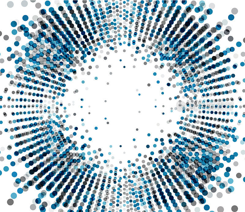 半色调点蓝色气泡，抽象背景