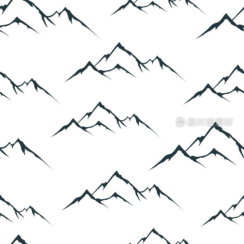 与珠穆朗玛峰的无缝模式。纺织品漫游背景。矢量孤立的景观纹理。