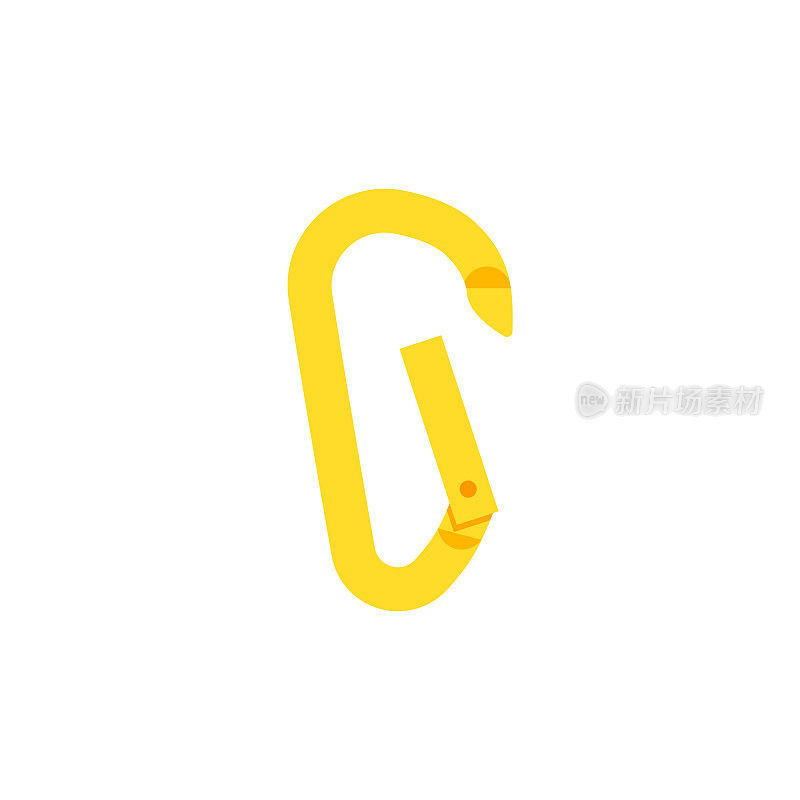 金属黄色松开的安全锁扣，攀爬设备的锁扣