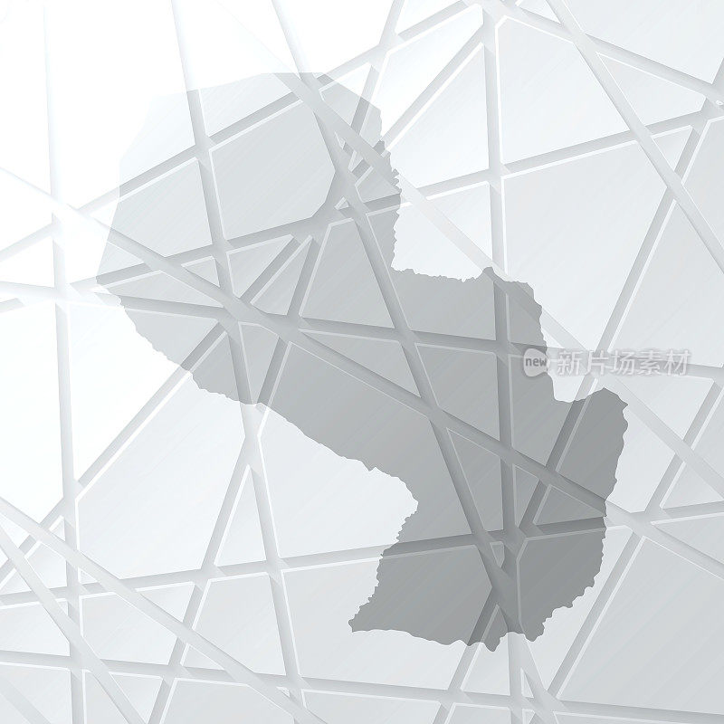 巴拉圭地图与网状网络的白色背景