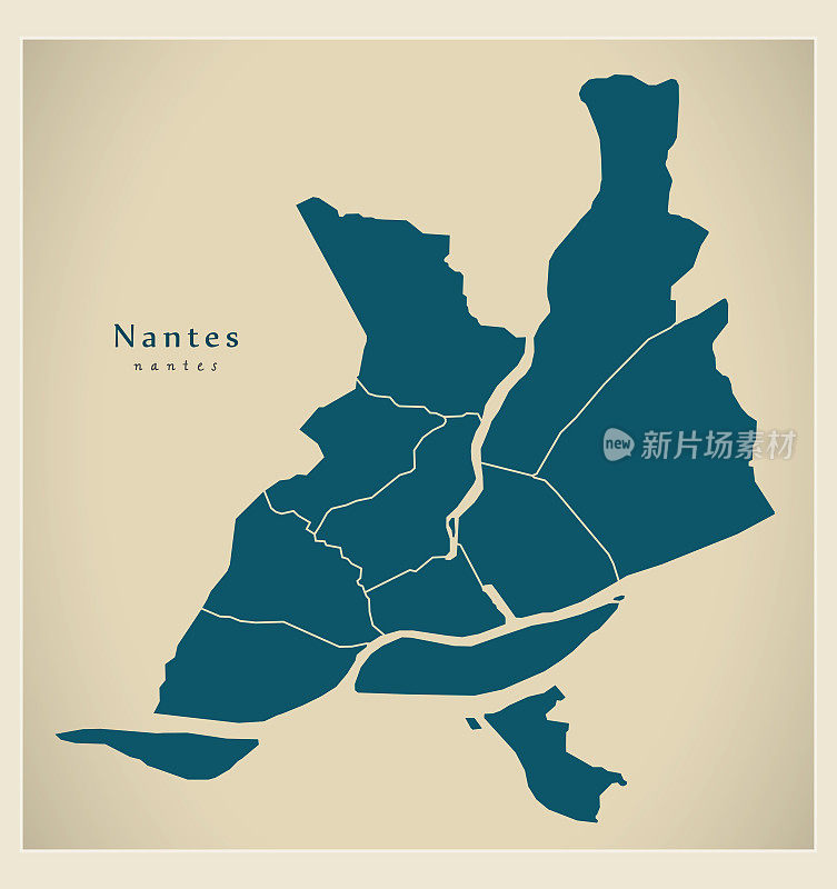现代城市地图-法国南特市与行政区