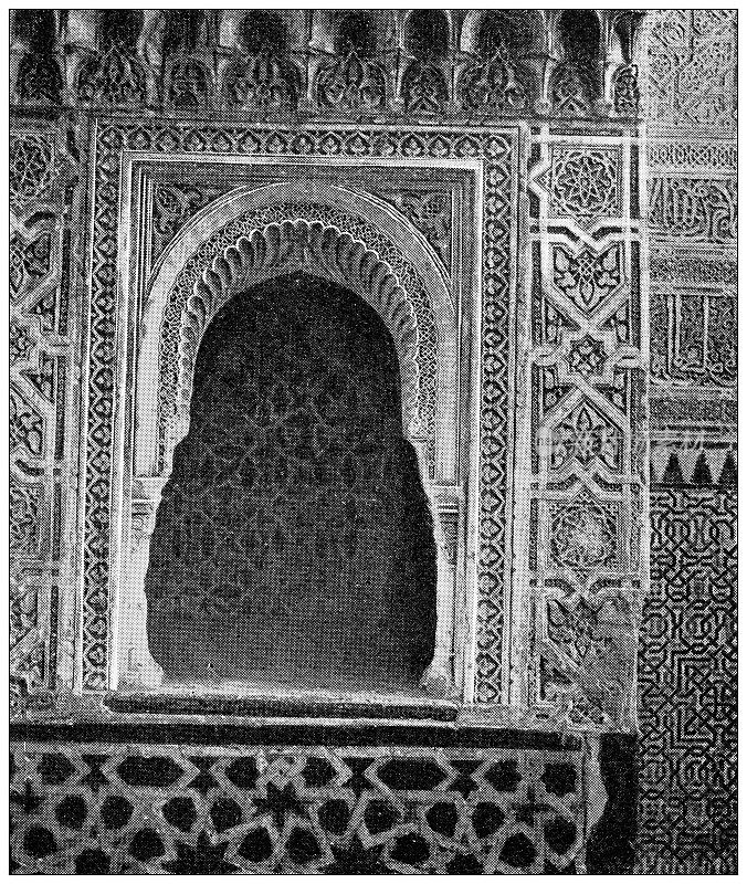 西班牙古色古香的旅行照片:阿尔罕布拉宫的细节