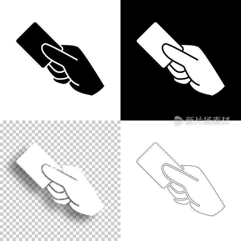 非接触式支付。图标设计。空白,白色和黑色背景-线图标
