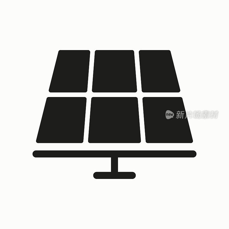 太阳能电池线图标。绿色能源，电力，电站，清洁环境，可再生资源，关心自然，生态，植物，阳光。生态学的概念。矢量线图标广告
