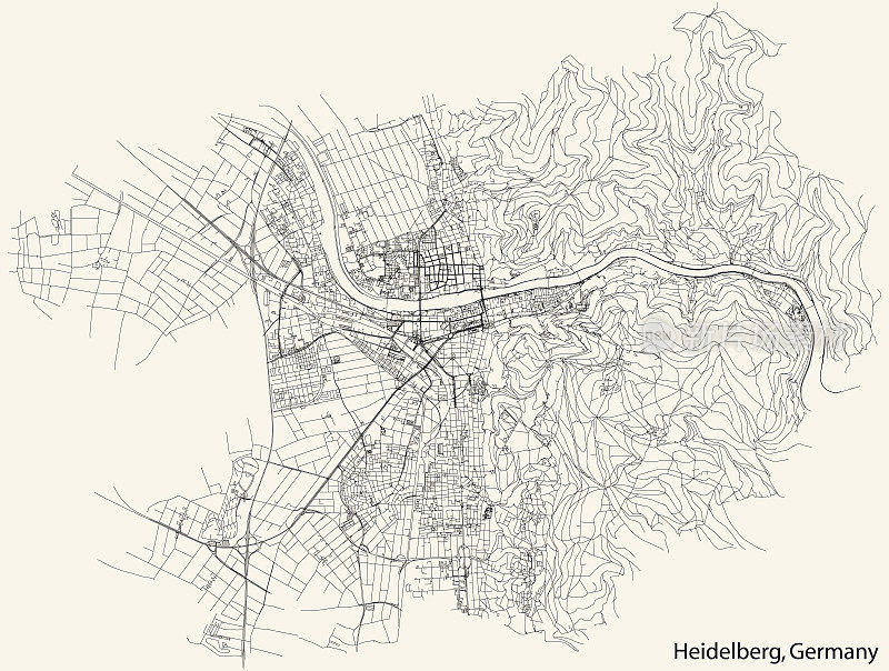 德国海德堡的街道地图