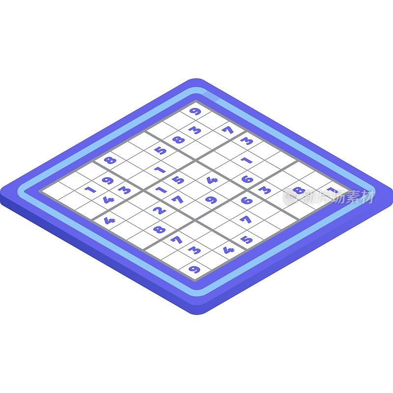 数独游戏数学谜题3d矢量图标