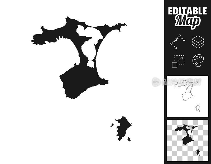 查塔姆群岛设计地图。轻松地编辑