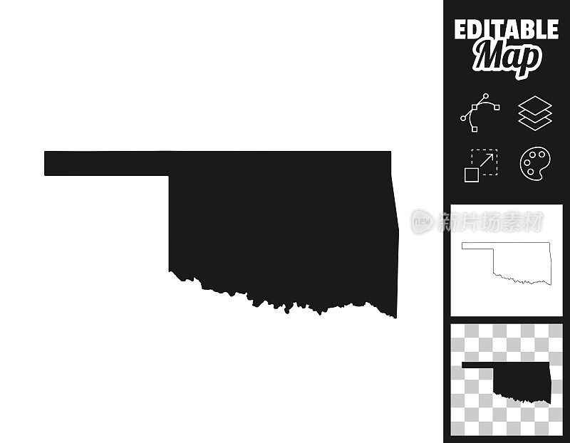 设计用俄克拉荷马州地图。轻松地编辑