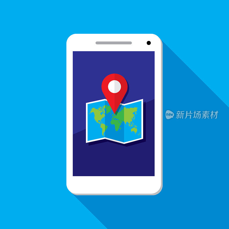 折叠地图智能手机图标平面