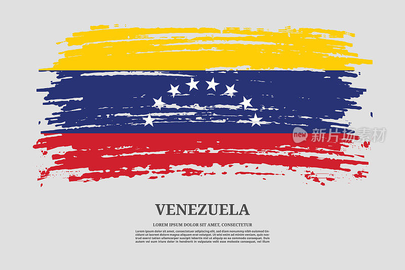 委内瑞拉国旗与笔触效果和信息文字海报，矢量