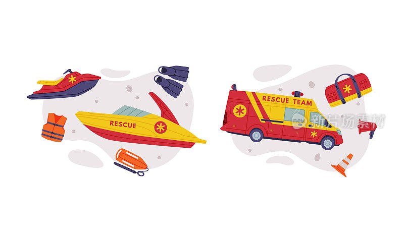 紧急挽救生命专用机器和急救车的救援队设备