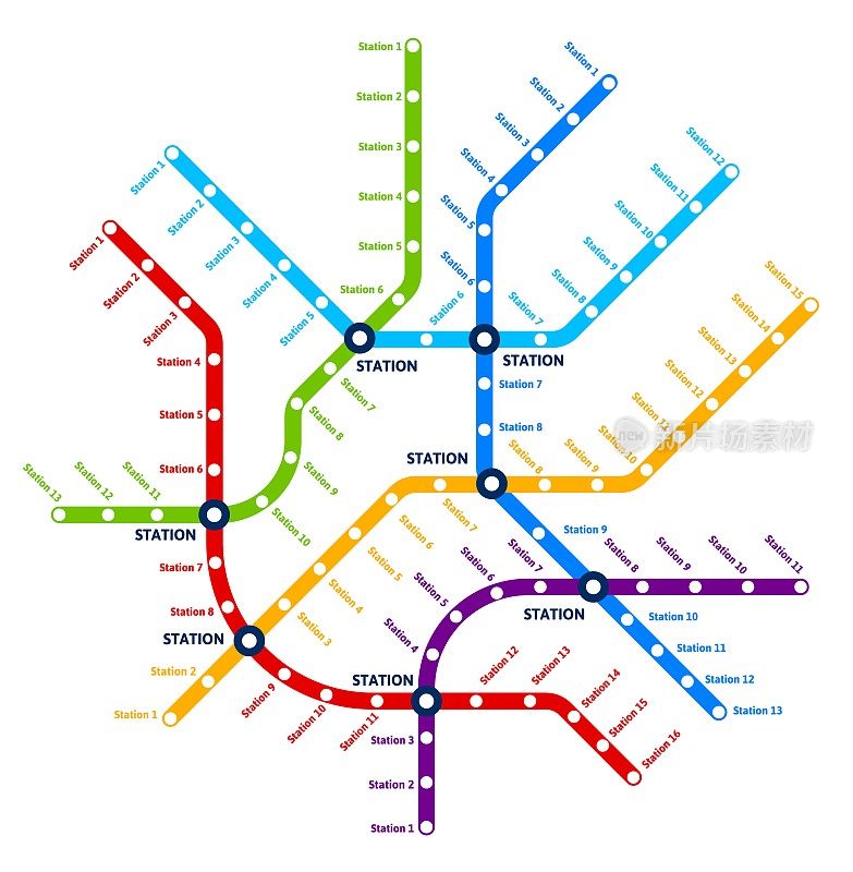 地铁、地铁、地下铁路交通图