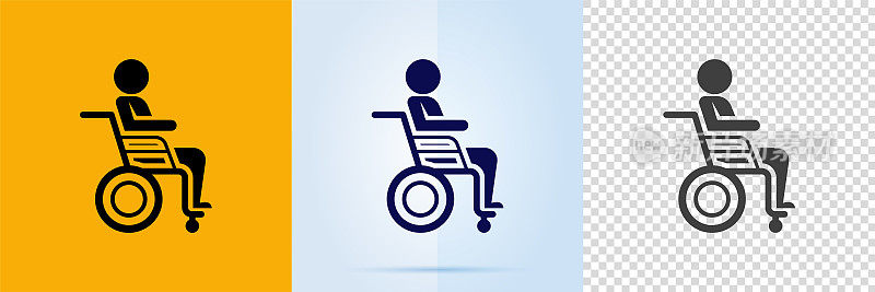 轮椅男子图标集。