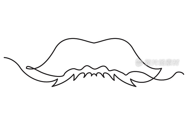 一条线画胡子，连续线爸爸胡须，小胡子，复古男人发型