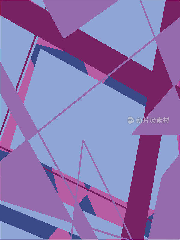蓝色粉色简单线条艺术冷色调紫色三角形形状