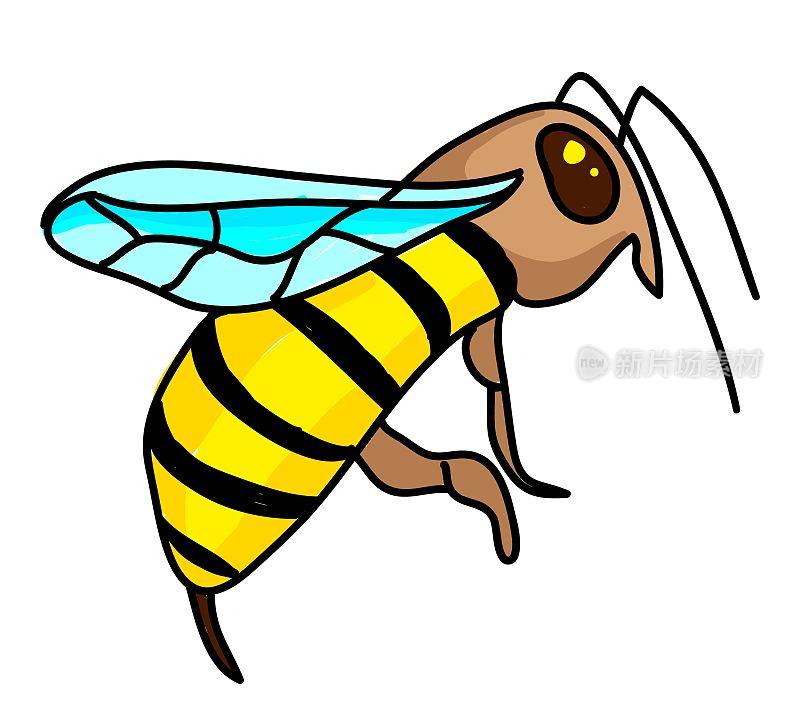 圆形背景上的大黄蜂涂鸦