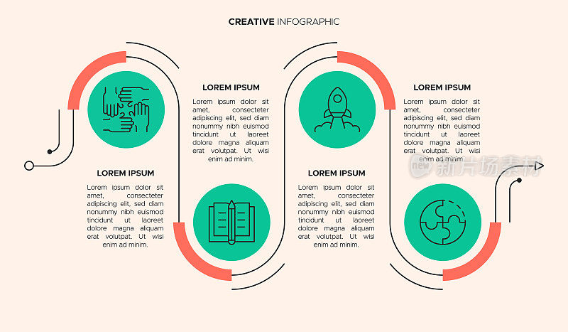 创意信息图模板-创意，解决方案，独创性