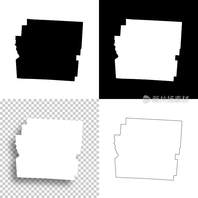 富兰克林县，俄亥俄州。设计地图。空白，白色和黑色背景