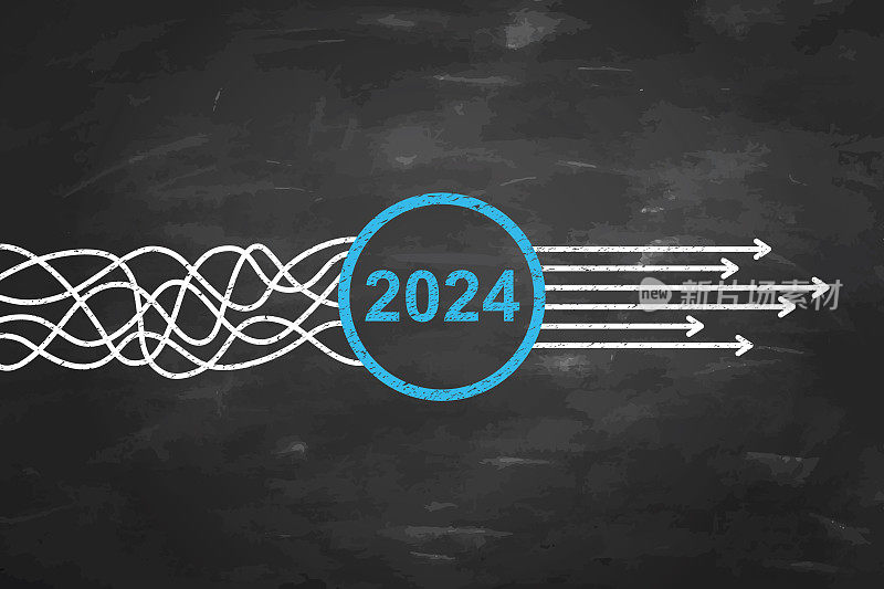 2024解决方案概念新年黑板背景